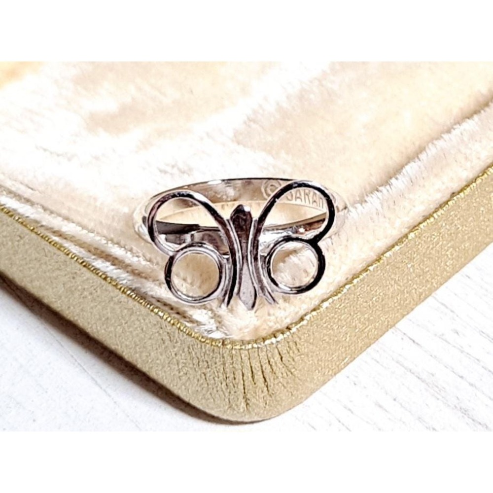 Vintage Silver Butterfly Ring Openwork Design Sarah Coventry